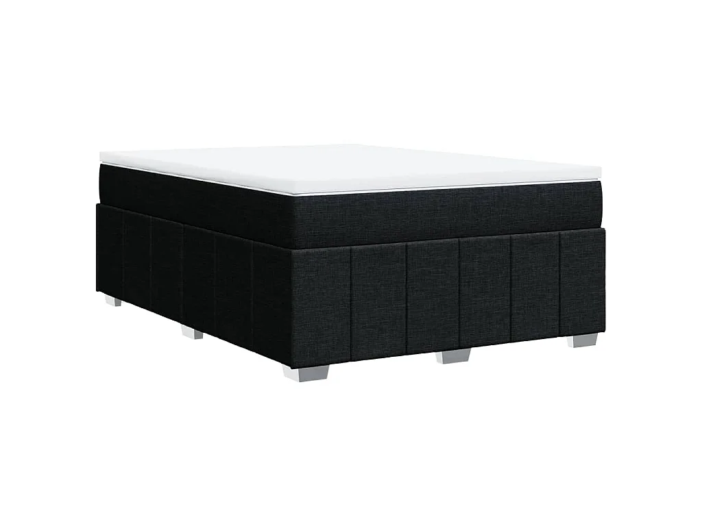 Cama box spring con colchón tela negro 140x200 cm