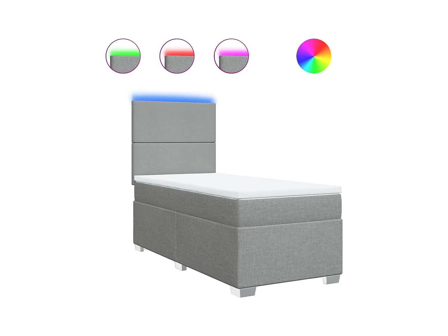 Boxspringbett mit Matratze Hellgrau 90x200 cm Stoff