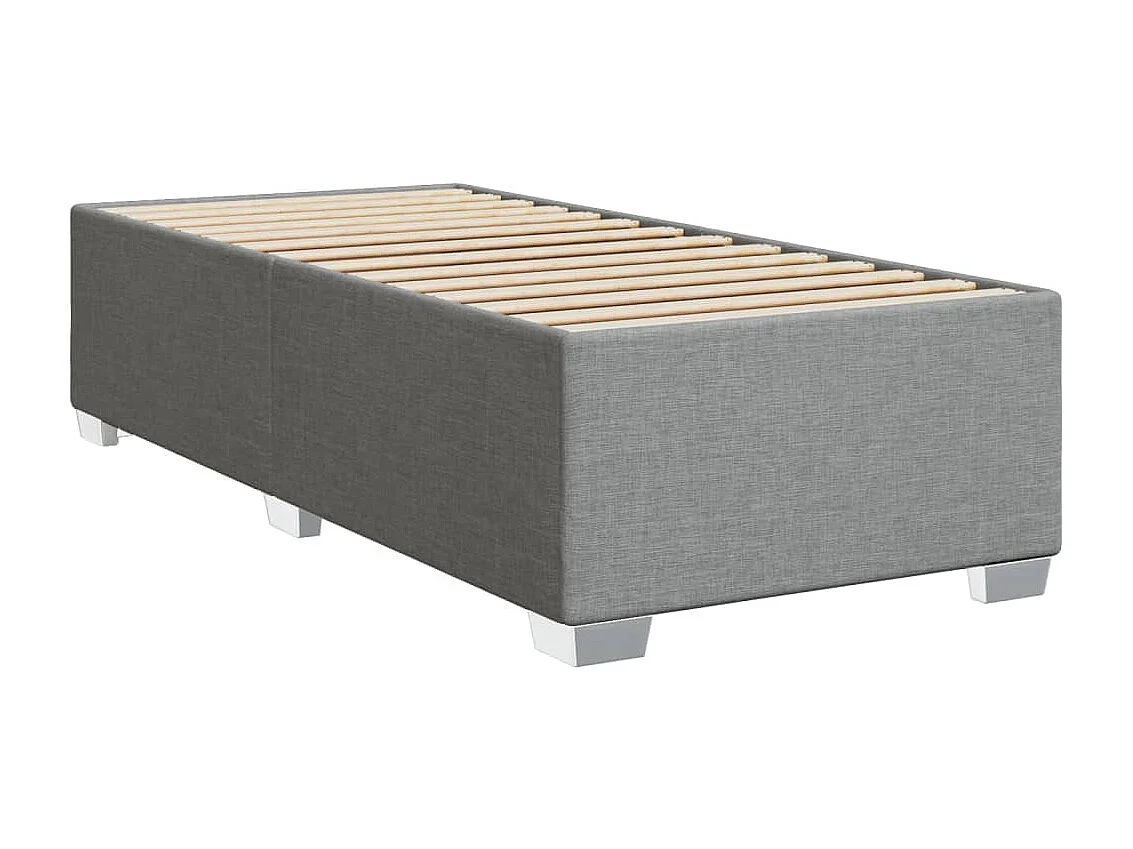 Cama box spring con colchón tela gris claro 90x200 cm