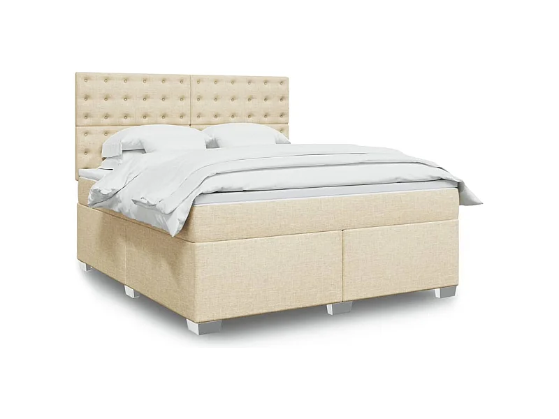 Boxspringbett mit Matratze Creme 180x200 cm Stoff