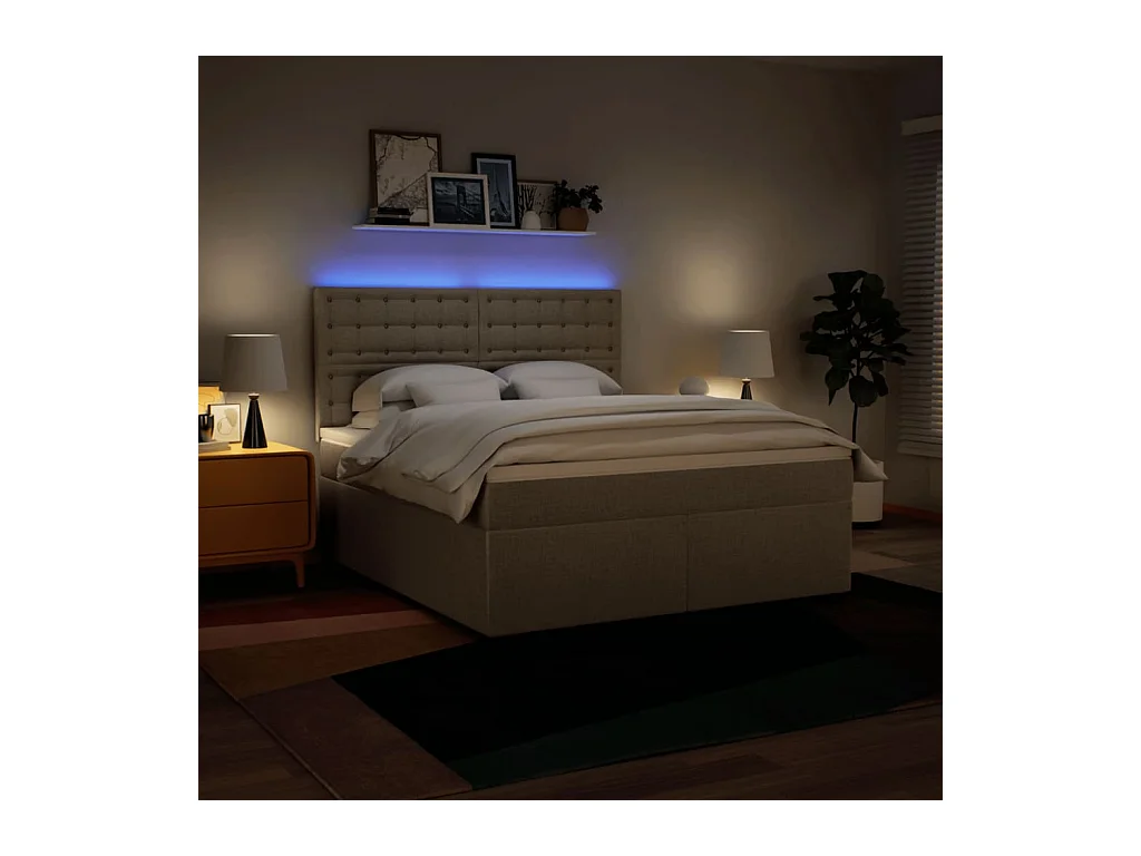 Boxspringbett mit Matratze Creme 180x200 cm Stoff