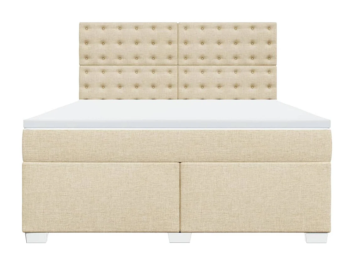 Sommier à lattes de lit avec matelas Crème 180x200 cm Tissu