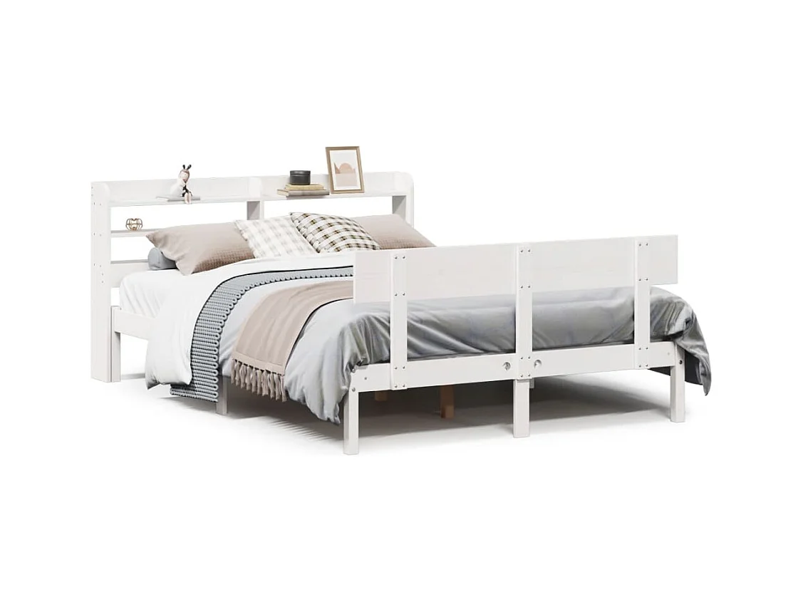 Cadre de lit sans matelas blanc 160x200 cm bois de pin massif