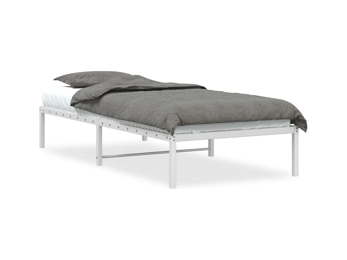 Cadre de lit métal sans matelas blanc 90x200 cm