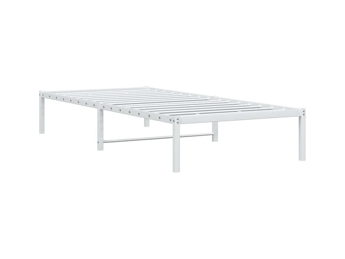 Cadre de lit métal sans matelas blanc 90x200 cm