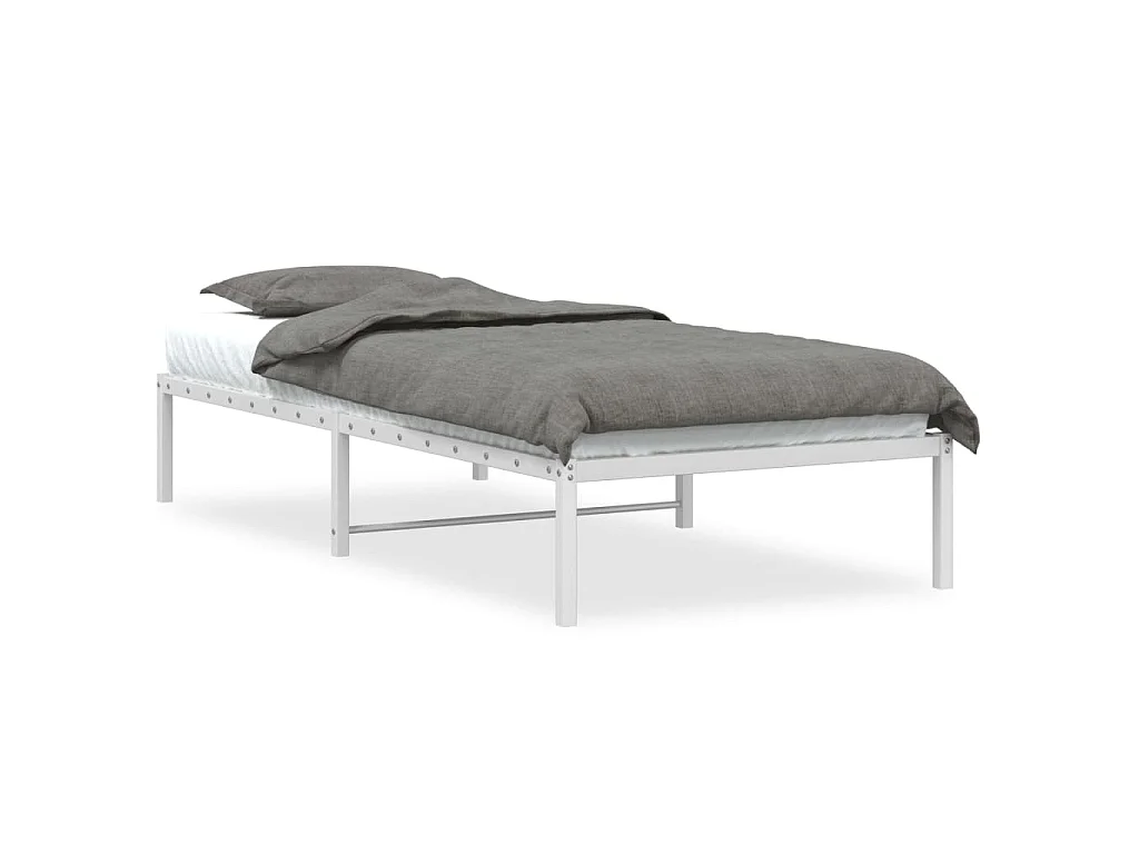 Cadre de lit métal sans matelas blanc 90x200 cm