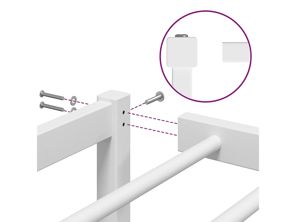 Cadre de lit métal sans matelas blanc 90x200 cm