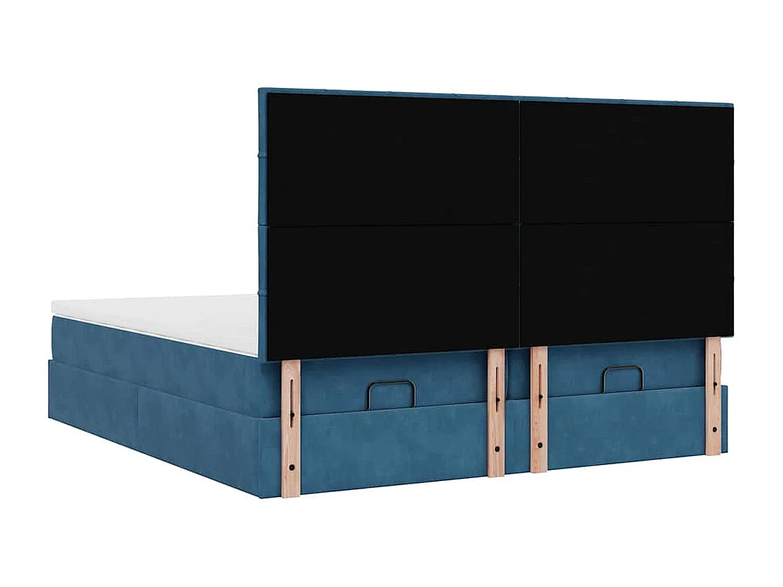 Cadre de lit ottoman avec matelas bleu foncé 160x200 cm velours