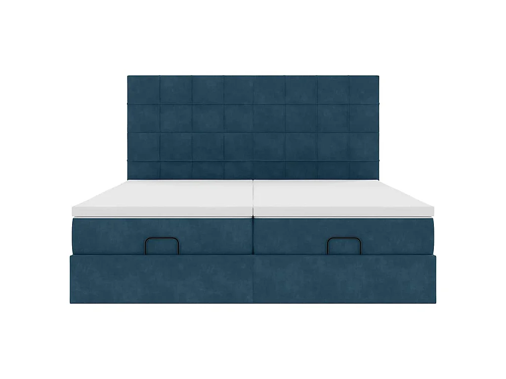 Ottoman-Bett mit Matratzen Dunkelblau 160x200 cm Samt