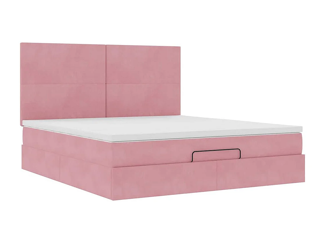 Ottoman bed met matrassen 160x200cm fluweel roze