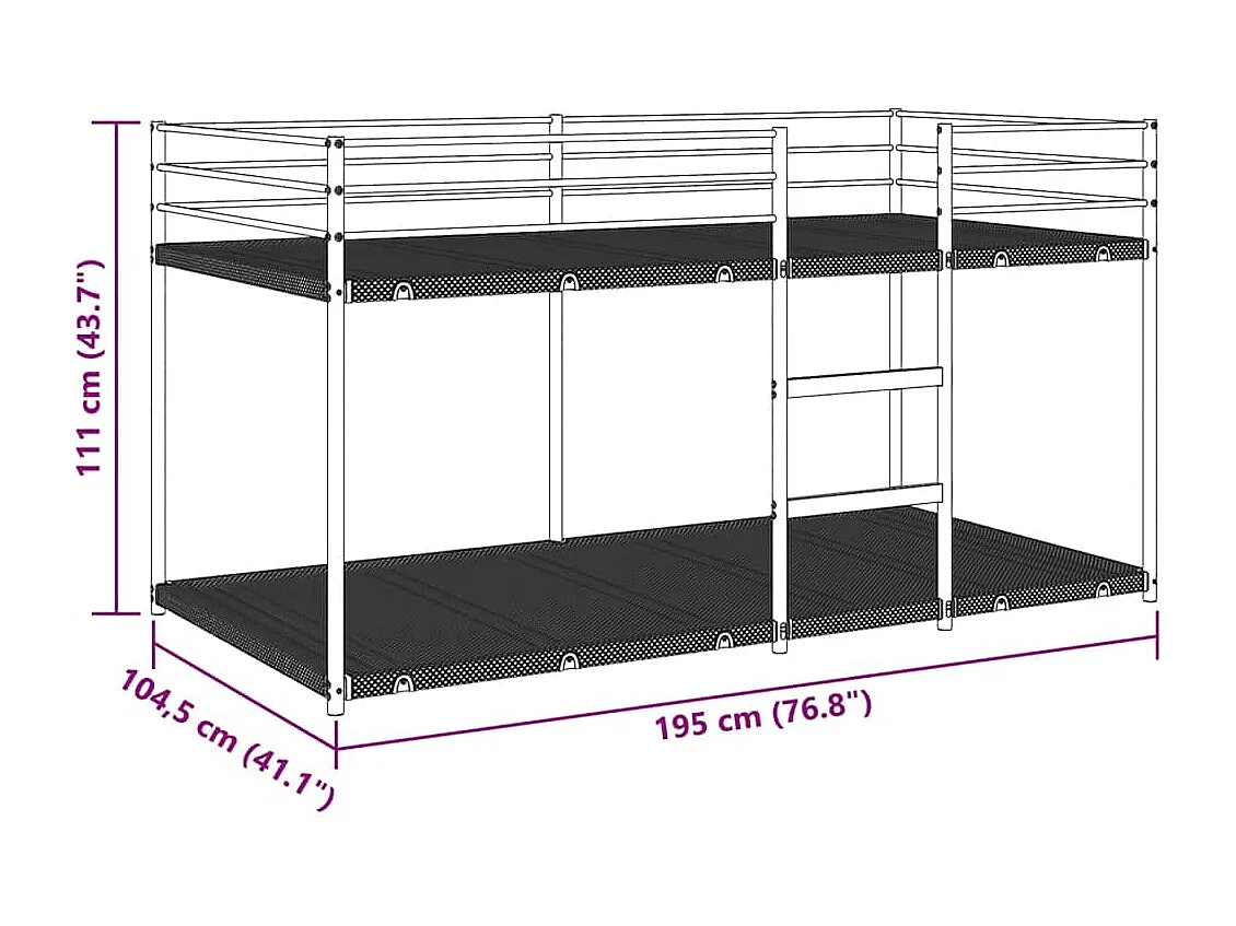 Lit superposé sans matelas blanc 100x190 cm acier