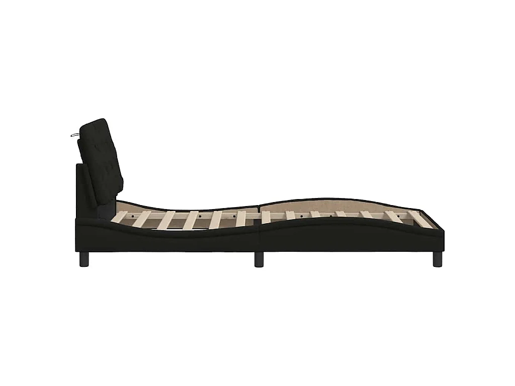 Estrutura de cama sem colchão 90x200 cm tecido preto