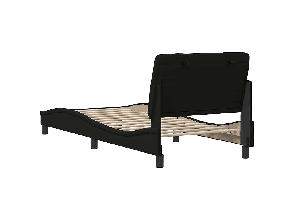 Estrutura de cama sem colchão 90x200 cm tecido preto