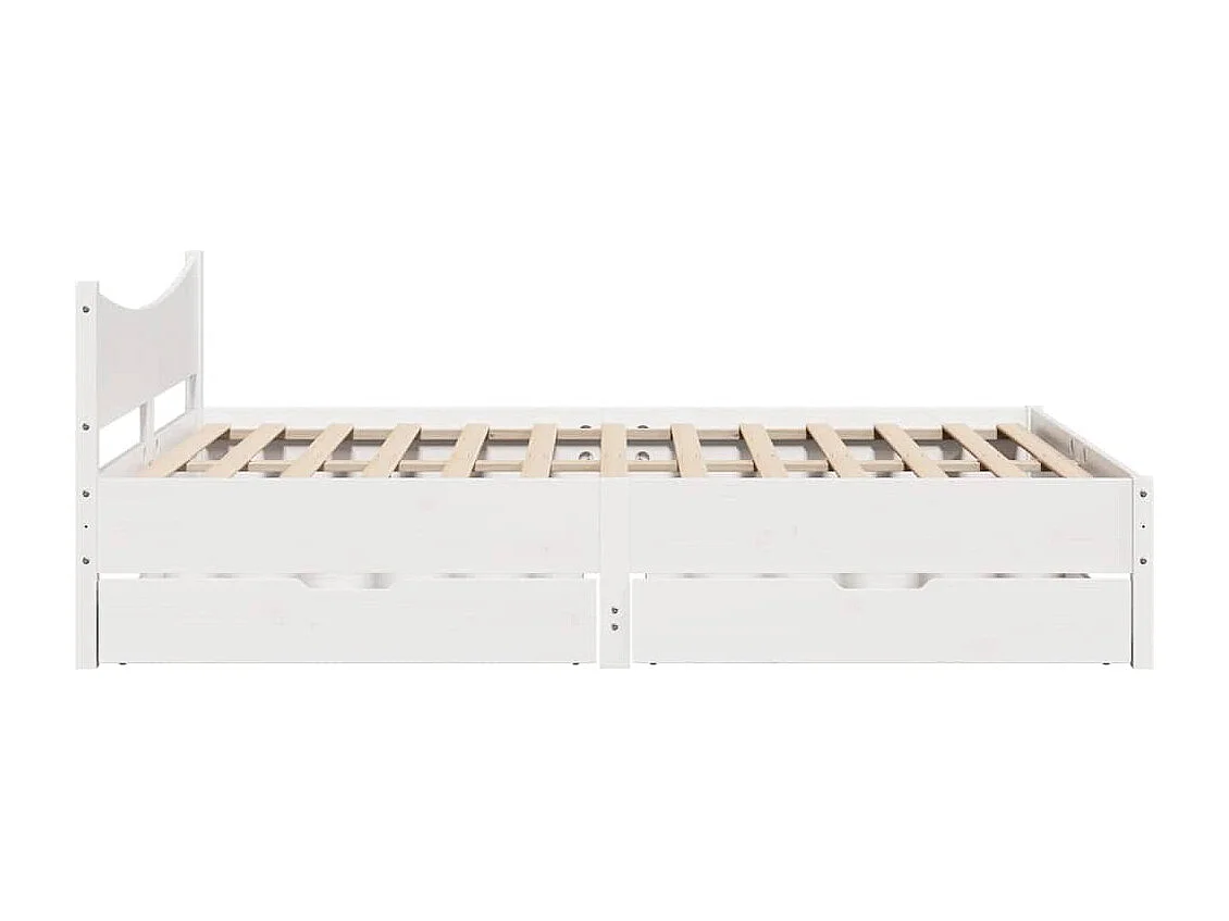 Cadre de lit avec tiroirs blanc 160x200 cm bois massif de pin