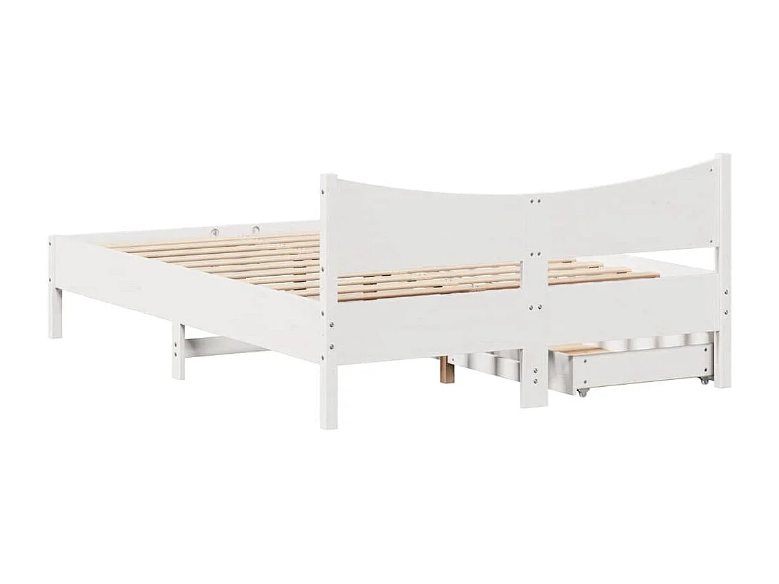 Cadre de lit avec tiroirs blanc 160x200 cm bois massif de pin