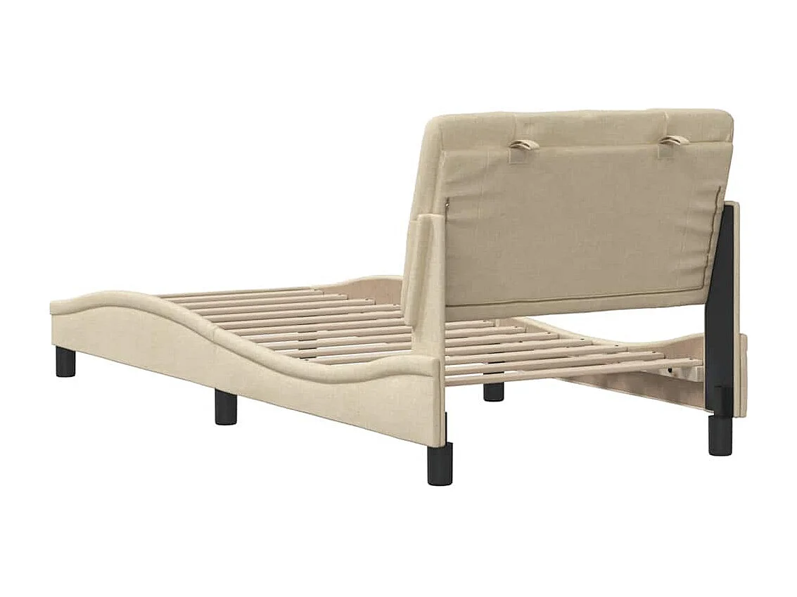 Bettgestell ohne Matratze Creme 90x200 cm Stoff