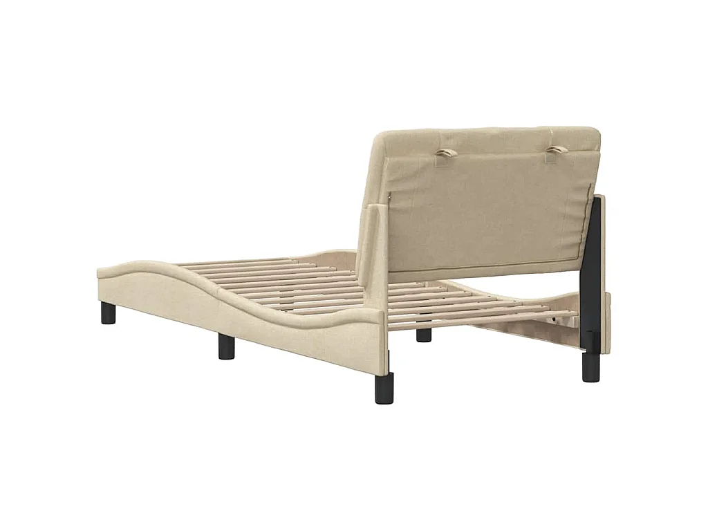Bedframe zonder matras 90x200 cm stof crèmekleurig