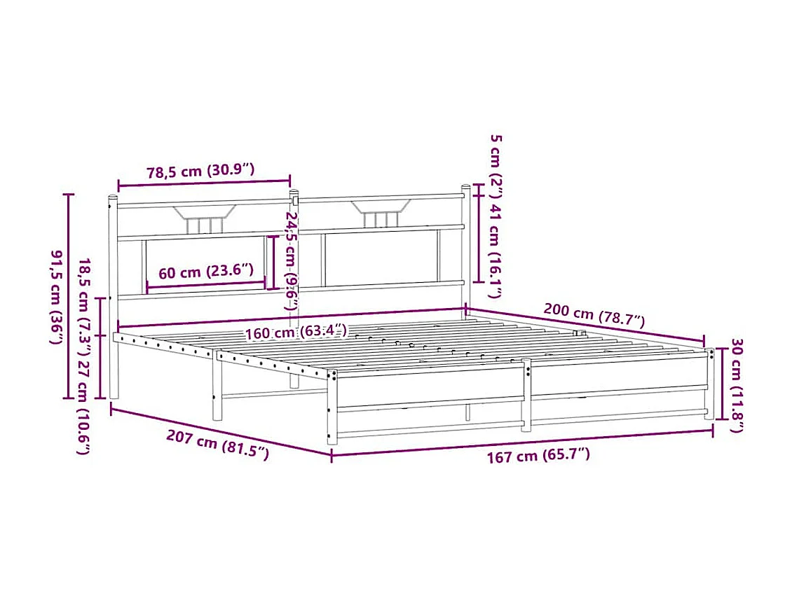 Bedframe zonder matras hout sonoma eikenkleurig 160x200 cm