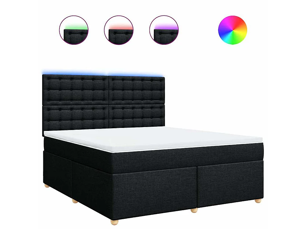 Boxspring met matras stof zwart 180x200 cm