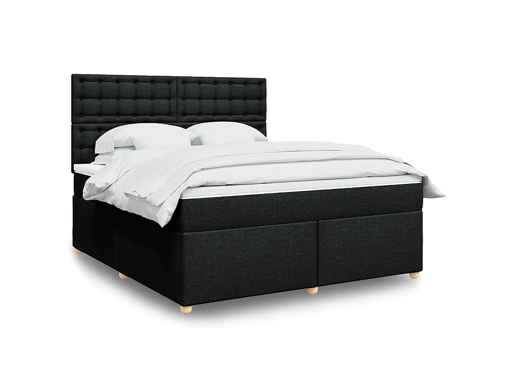 Boxspring met matras stof zwart 180x200 cm