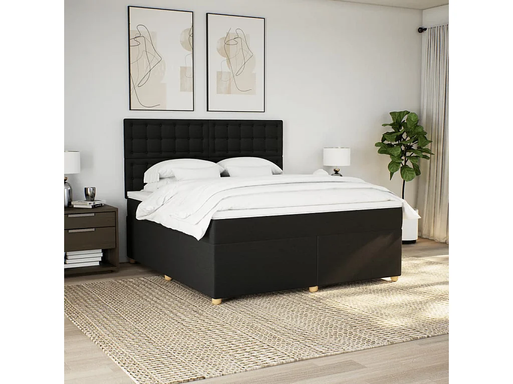 Boxspring met matras stof zwart 180x200 cm