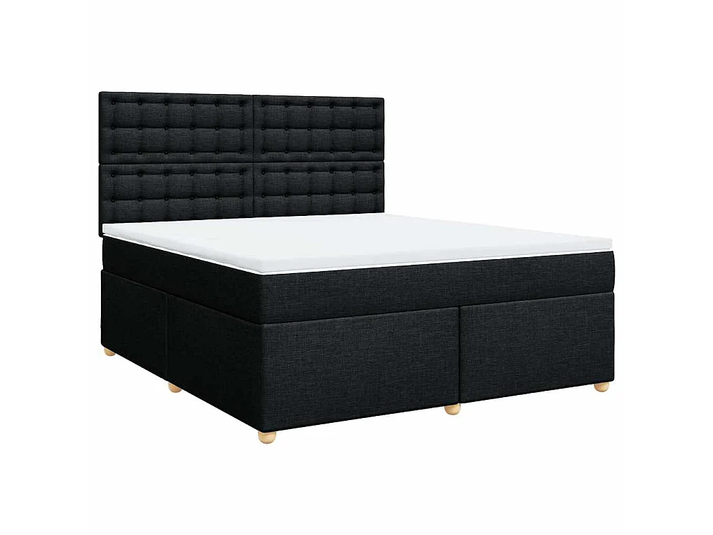 Sommier à lattes de lit avec matelas Noir 180x200 cm Tissu