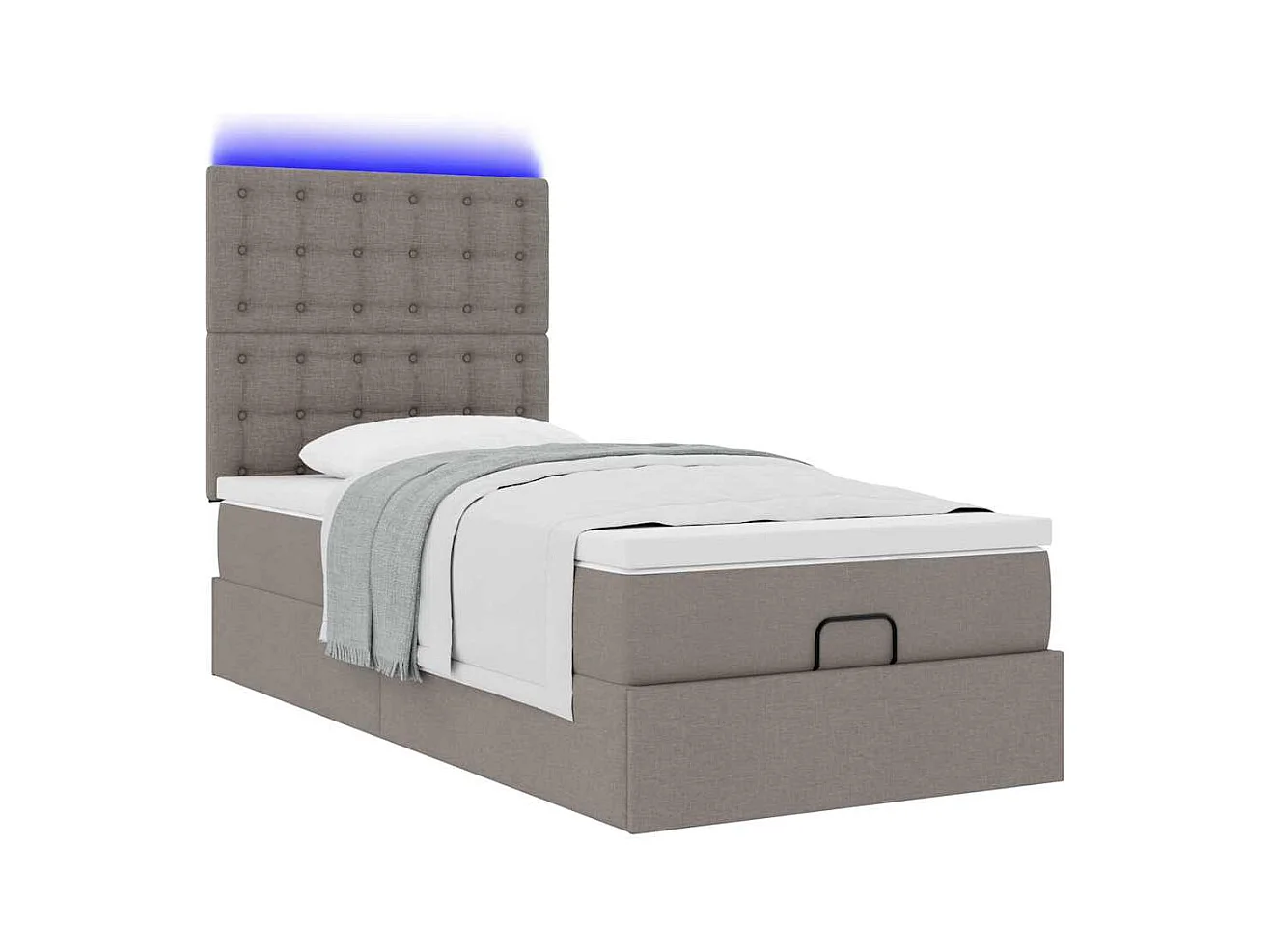 Ottoman-Bett mit Matratze & LEDs Taupe 100x200 cm Stoff