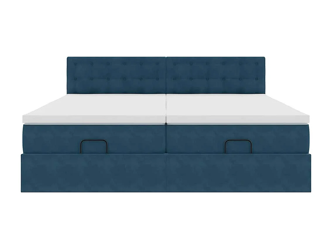 Ottoman-Bett mit Matratzen Dunkelblau 180x200 cm Samt