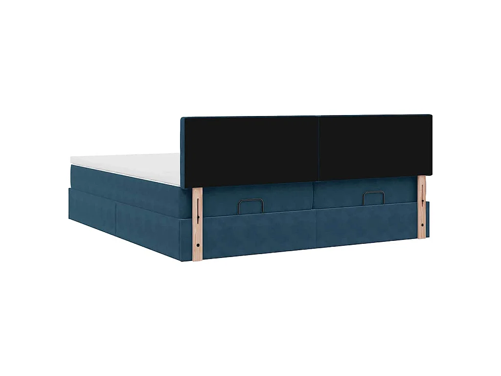 Cadre de lit ottoman avec matelas bleu foncé 180x200 cm velours
