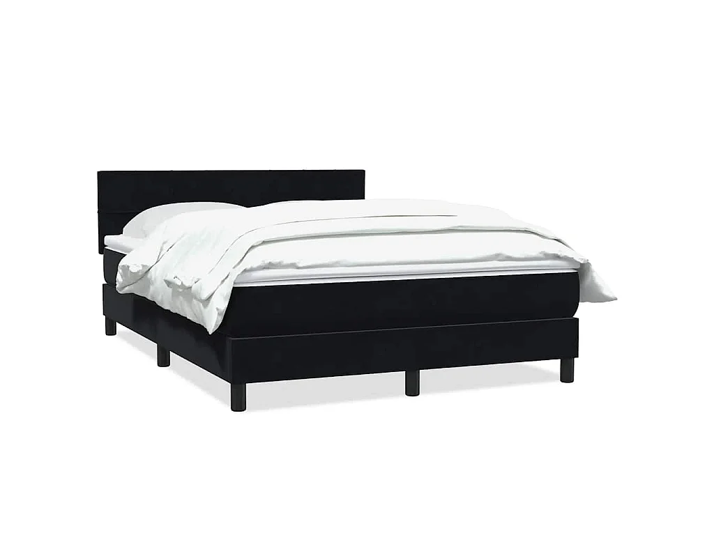 Cama box spring con colchón terciopelo negro 160x210 cm