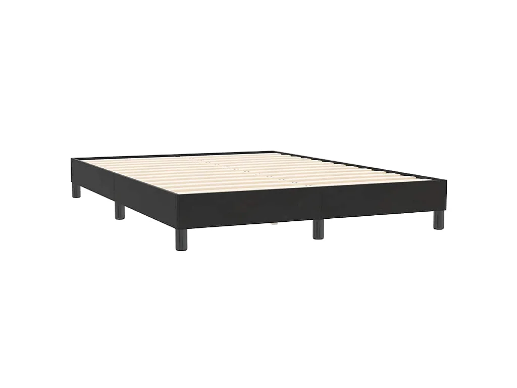 Cama box spring con colchón terciopelo negro 160x210 cm