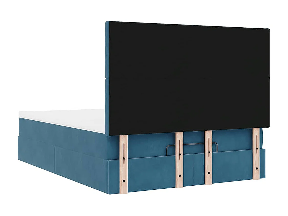 Cadre de lit ottoman avec matelas bleu foncé 140x190 cm velours