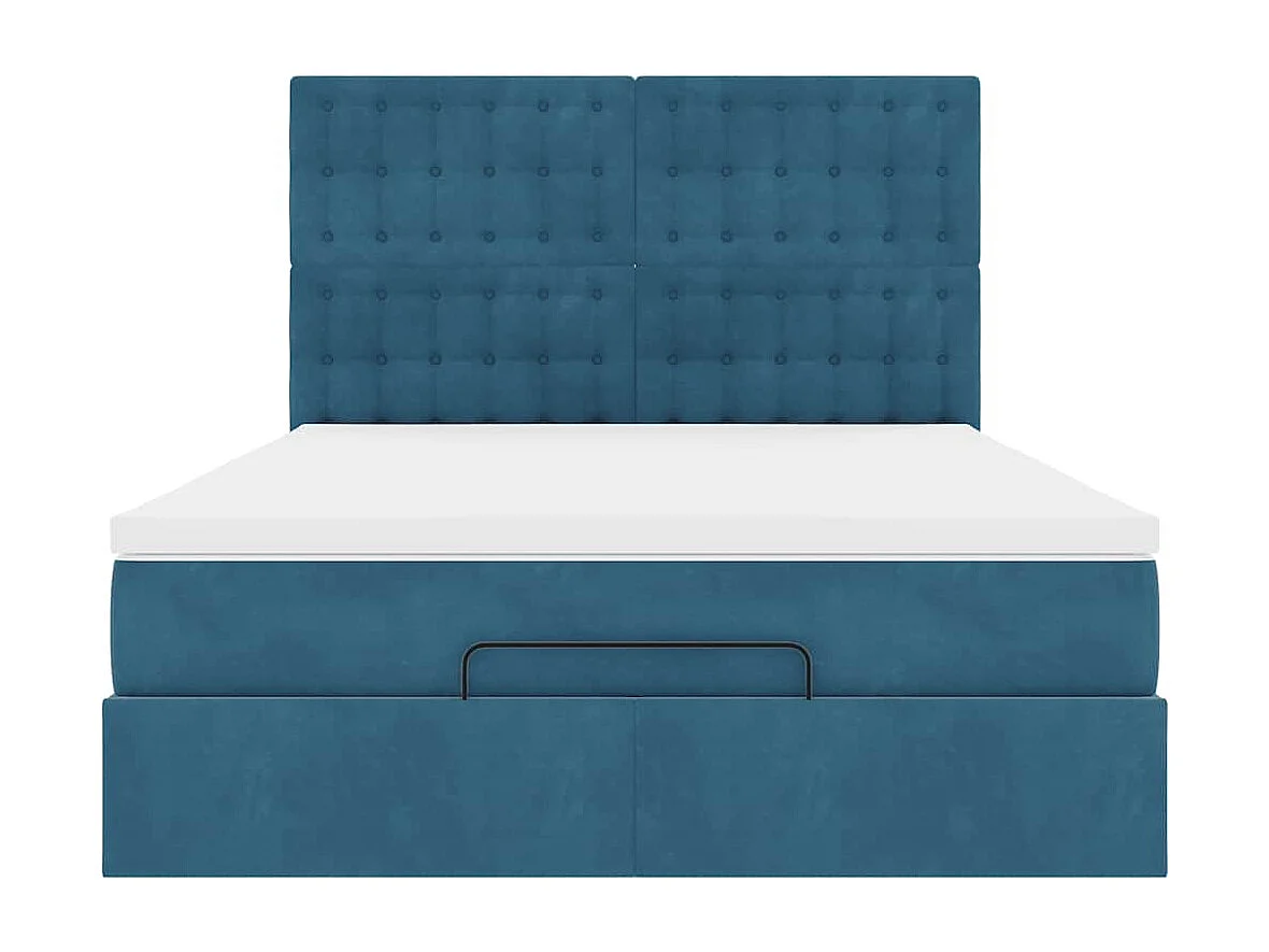 Ottoman-Bett mit Matratzen & LEDs Dunkelblau 140x190 cm Samt