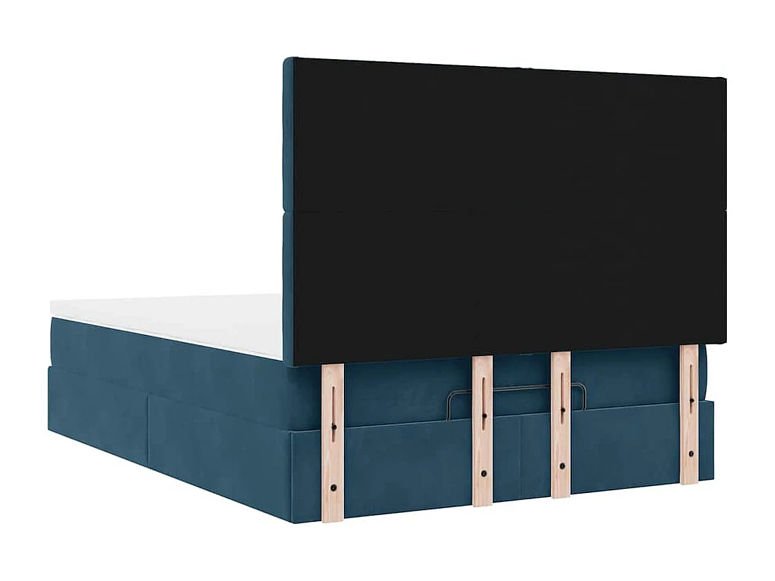 Cadre de lit ottoman avec matelas bleu foncé 140x190 cm velours