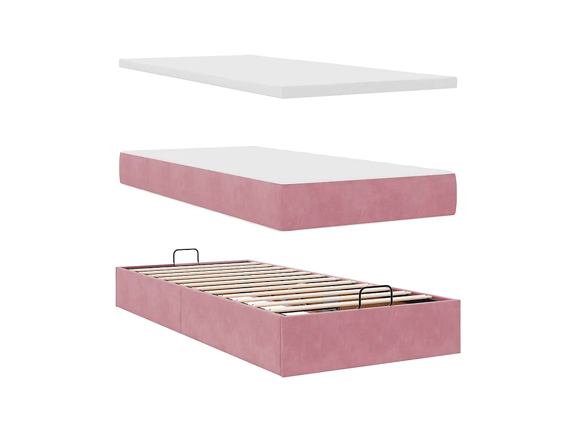 Ottoman-Bett mit Matratze Rosa 90x200 cm Samt