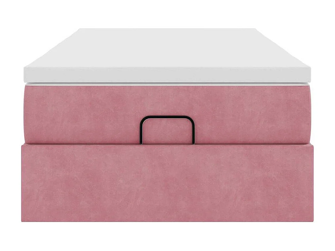 Struttura Letto Pouf con Materasso Rosa 90x200 cm in Velluto