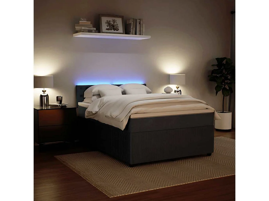 Giroletto a Molle con Materasso Grigio Scuro 140x190 cm Velluto