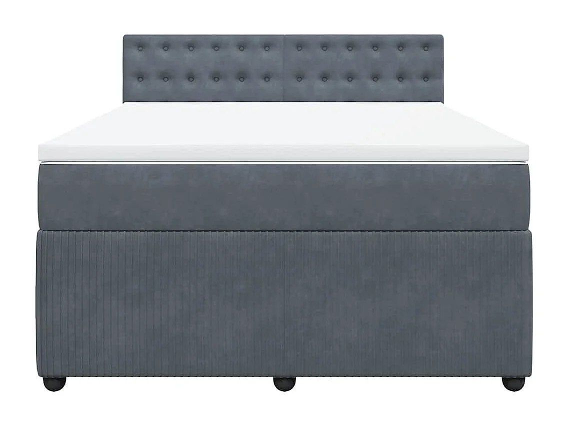 Giroletto a Molle con Materasso Grigio Scuro 140x190 cm Velluto