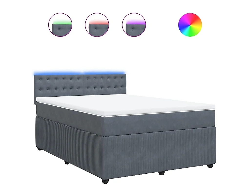 Boxspringbett mit Matratze Dunkelgrau 140x190 cm Samt