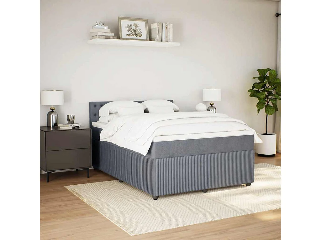 Boxspringbett mit Matratze Dunkelgrau 140x190 cm Samt