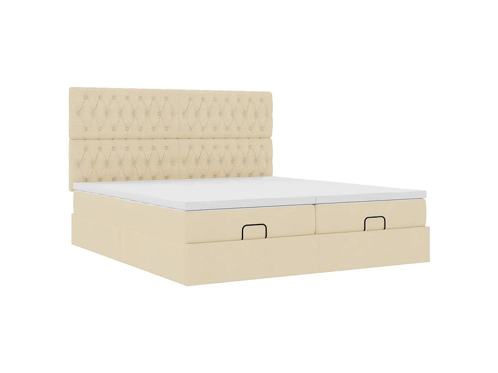 Estructura de cama otomana con colchones tela crema 180x200cm