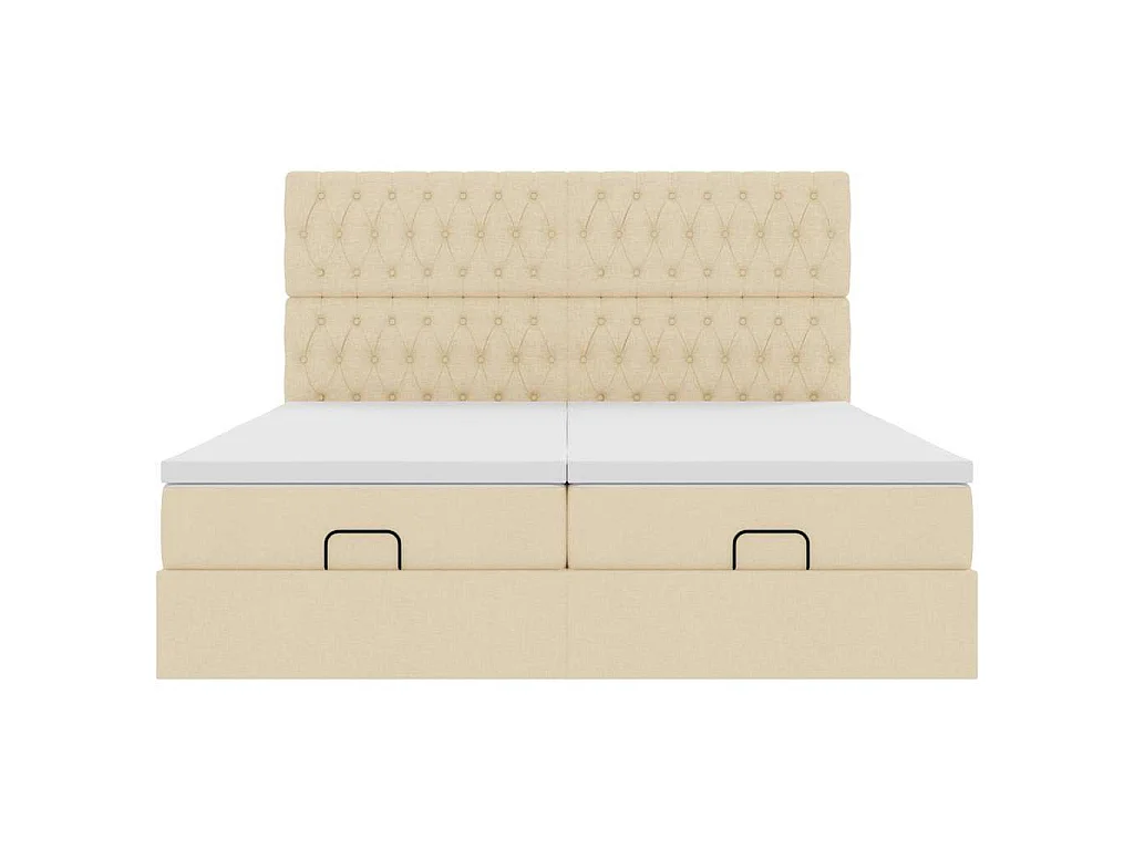 Estructura de cama otomana con colchones tela crema 180x200cm