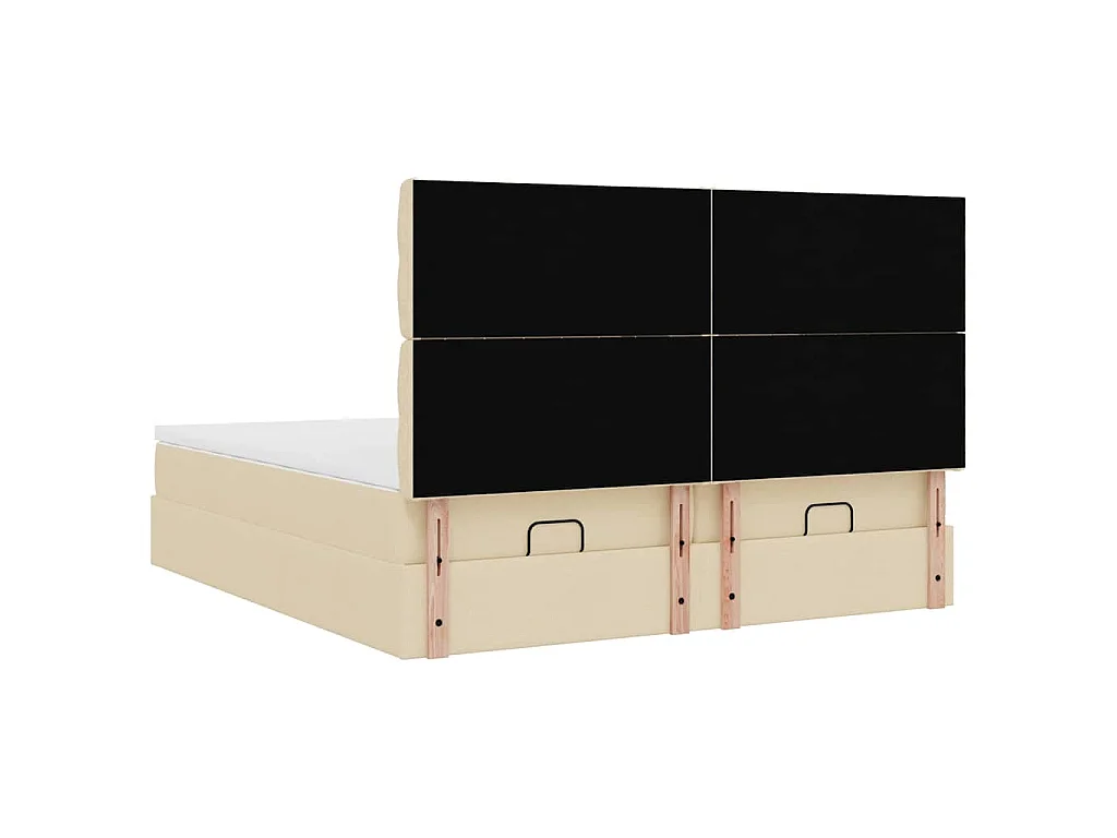 Estructura de cama otomana con colchones tela crema 180x200cm