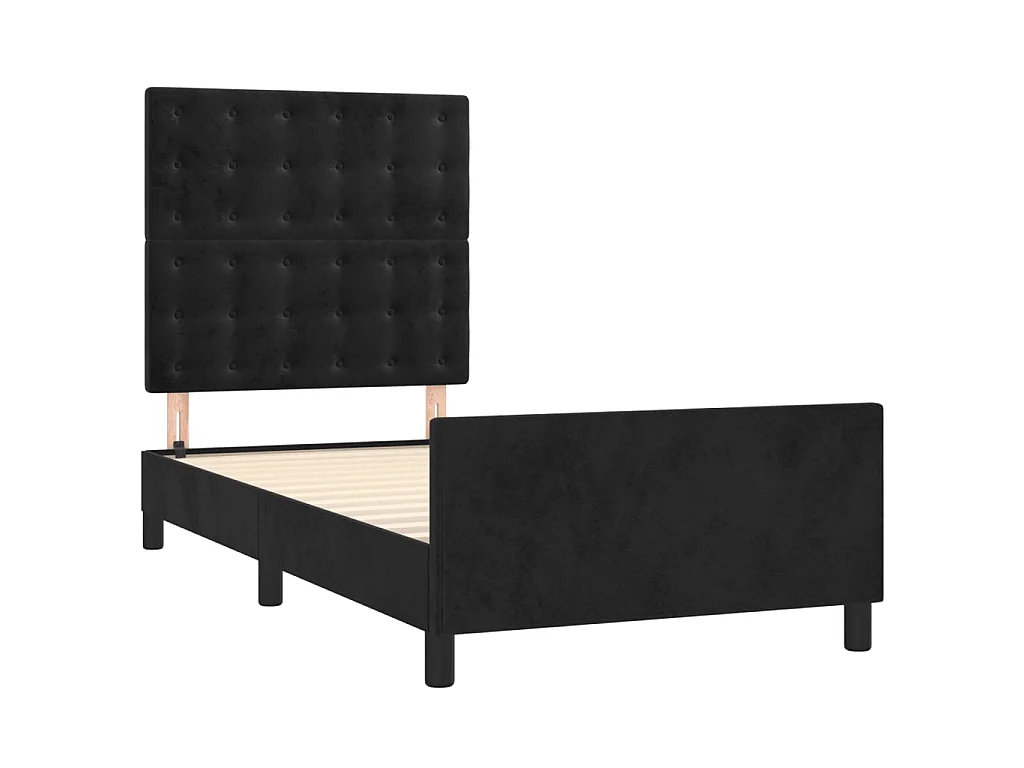 Estrutura de cama sem colchão 100x200 cm veludo preto