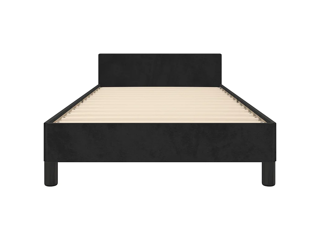 Estrutura de cama sem colchão 100x200 cm veludo preto