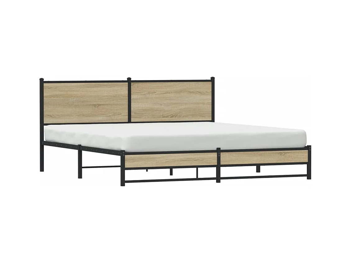 Cadre de lit en métal sans matelas chêne sonoma 160x200 cm