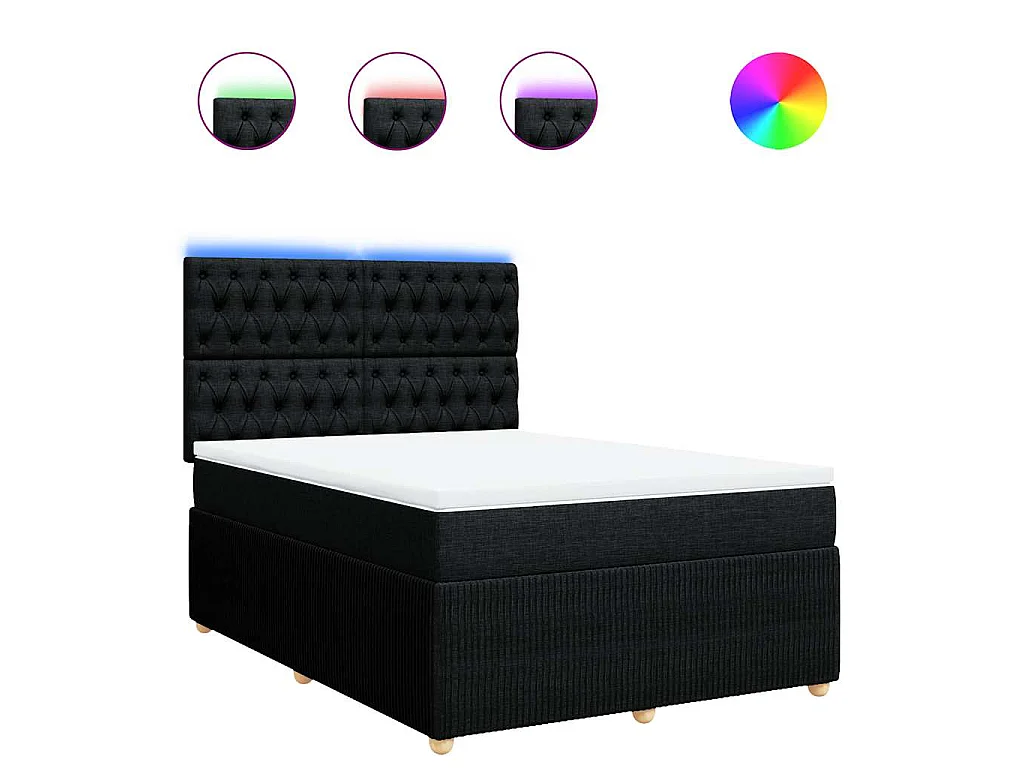 Giroletto a Molle con Materasso Nero 160x200 cm in Tessuto