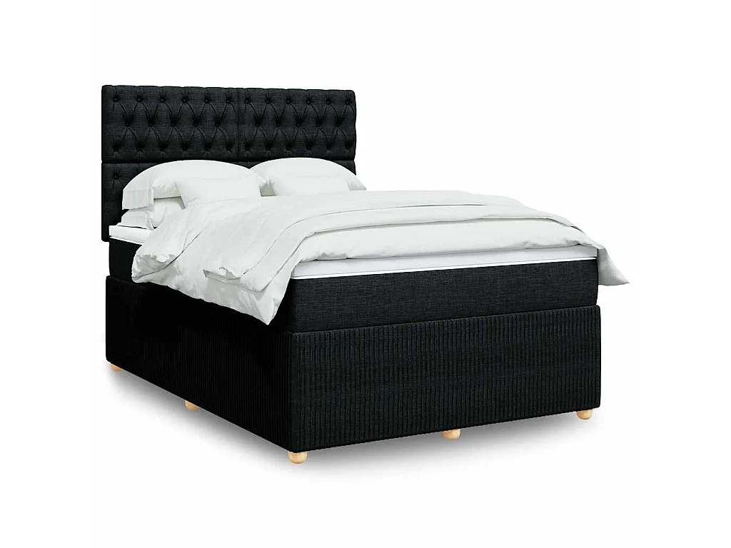 Giroletto a Molle con Materasso Nero 160x200 cm in Tessuto