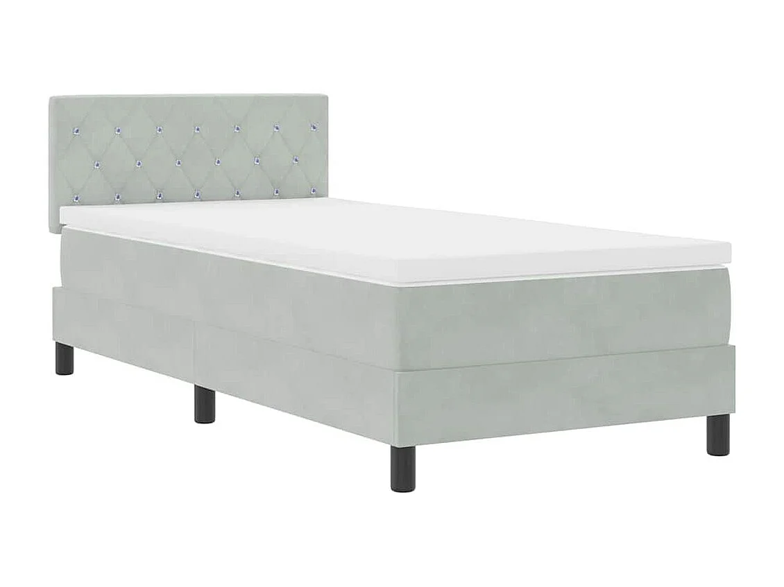 Cama Box com colchão Cinzento-claro 90 x 190 cm Veludo