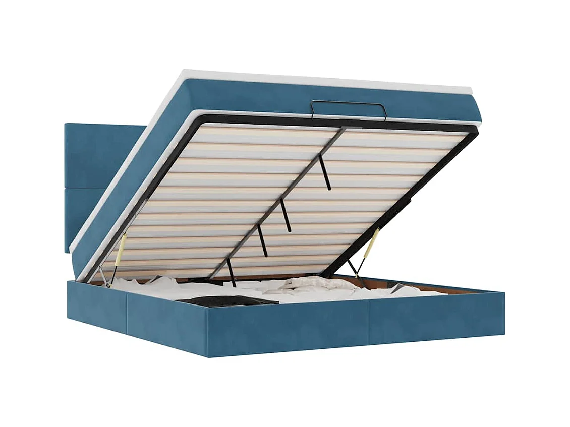 Ottoman bed met matrassen 160x200cm fluweel donkerblauw